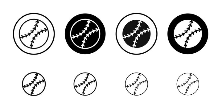 Baseball icon flat line symbol set.