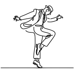 A drawing of a Tap dance, in one-line drawing, figure outline, multiple bold line drawing, white background, minimalistic