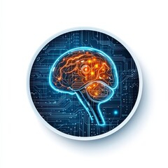 A brain with a blue and orange background
