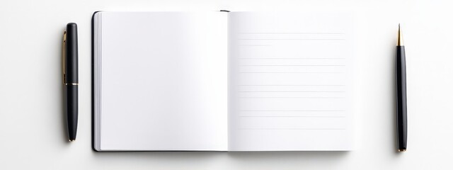 A pen and a pencil are on a white background