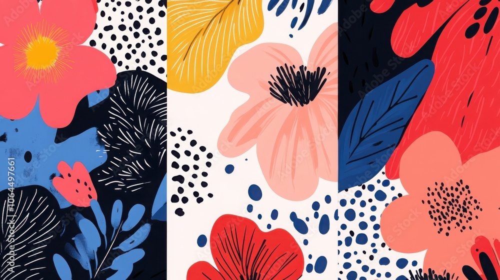 Poster bright and minimal floral patterns for modern design enthusiasts and creative projects