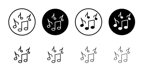 Music icon flat line symbol set.