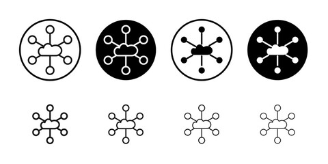 Network cloud icon flat line symbol set.