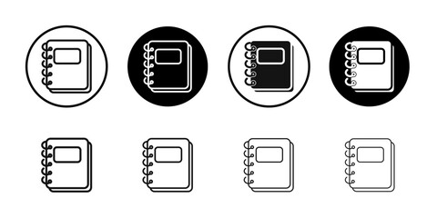 Notebook icon flat line symbol set.