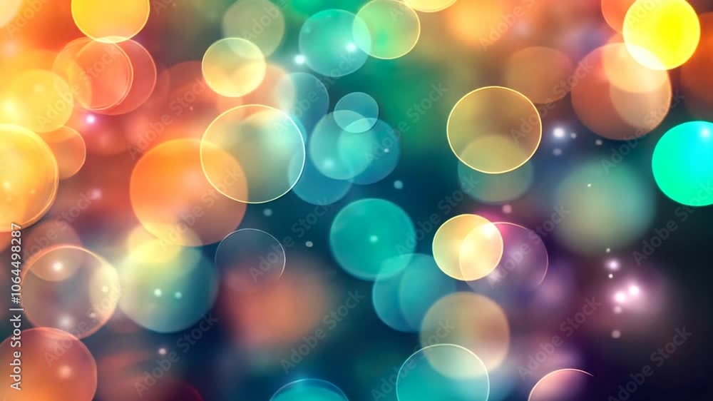 Poster abstract bokeh background with colorful circles and blurred lights. animation looping video backgrou