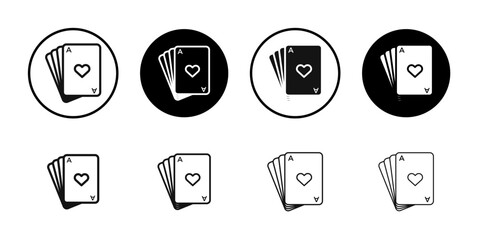 Playing cards icon flat line symbol set.