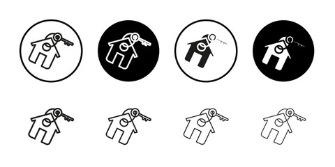 Selling or rent home icon flat line symbol set.