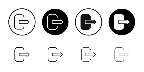 Sign out icon flat line symbol set.