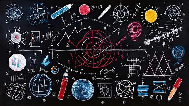 Chalkboard Science Illustrations and Diagrams