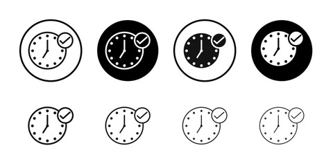 Time check icon flat line symbol set.