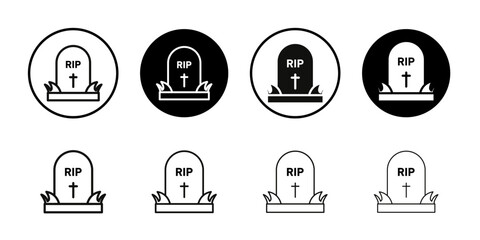 Tombstone icon flat line symbol set.