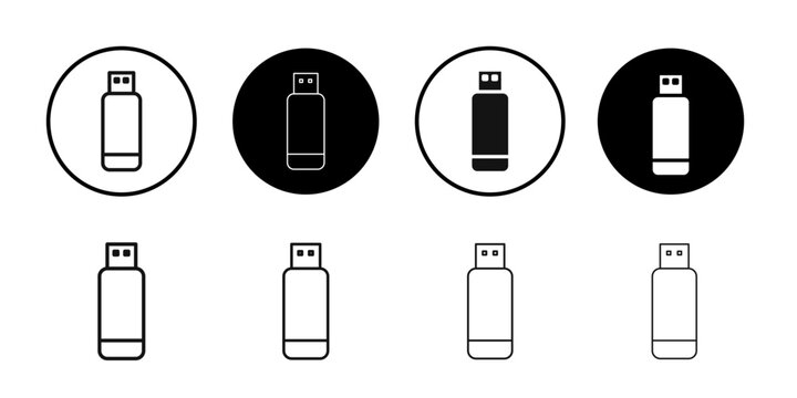 USB pendrive icon flat line symbol set.