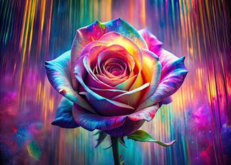 Ethereal Glitch Rose - Digital Art Photography for Modern Aesthetics