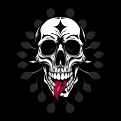 Fototapeta premium Naughty Beauty: Playful Cartoon Skull with Tongue Out – Modern AI-Generated Art Showcasing a Humorous and Cheeky Expression