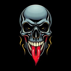 Naughty Beauty: Playful Cartoon Skull with Tongue Out &ndash; Modern AI-Generated Art Showcasing a Humorous and Cheeky Expression