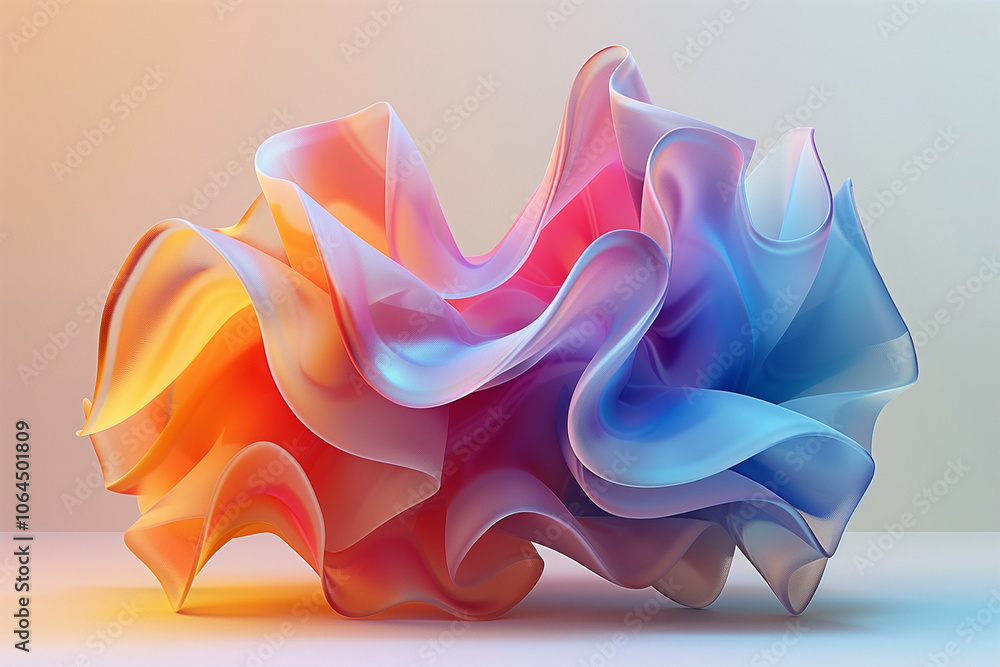 Aufkleber abstract colorful fluid shapes in soft gradient, digitally rendered artistic sculpture for modern de