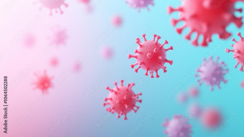 Poster 3d representation of floating virus particles