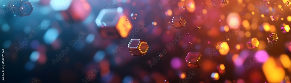 Poster Abstract Colorful Hexagonal Shapes in a Blurred Background