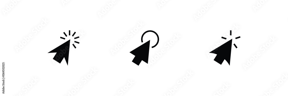 Poster cursors icons click set. cursors icon click, clicking cursor, pointing hand click icon vector illust