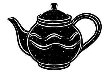 Hand painting of blue teapot vector art illustration 