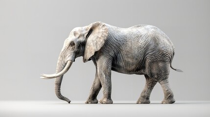 Elephant With Tusks Standing in Front of White Background