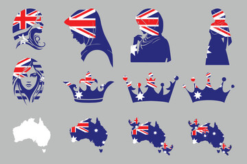 Flag of Australia Set, Original and simple Australia flag Bundle, vector illustration of Australia flag Collection

