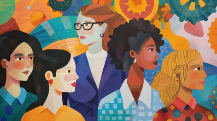 Women-led business teams driving innovation and leadership in various industries. Illustrations