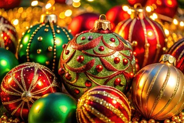 Festive Macro Photography of Colorful Christmas Balls for Holiday Cheer