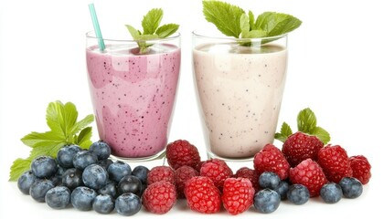 Freshly Made Smoothies with Berries.