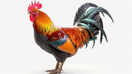 Fototapeta premium beautiful male rooster isolated on white background