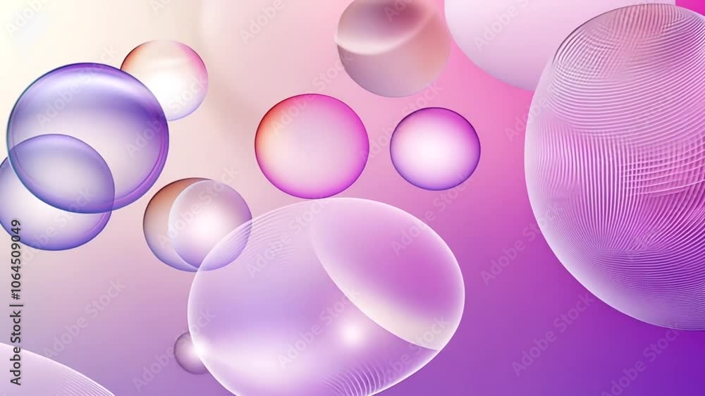 Poster abstract purple background with translucent spheres, 3d rendering. animation looping video backgroun
