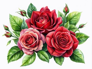Obraz premium Minimalist Red & Black Rose Watercolor Illustration