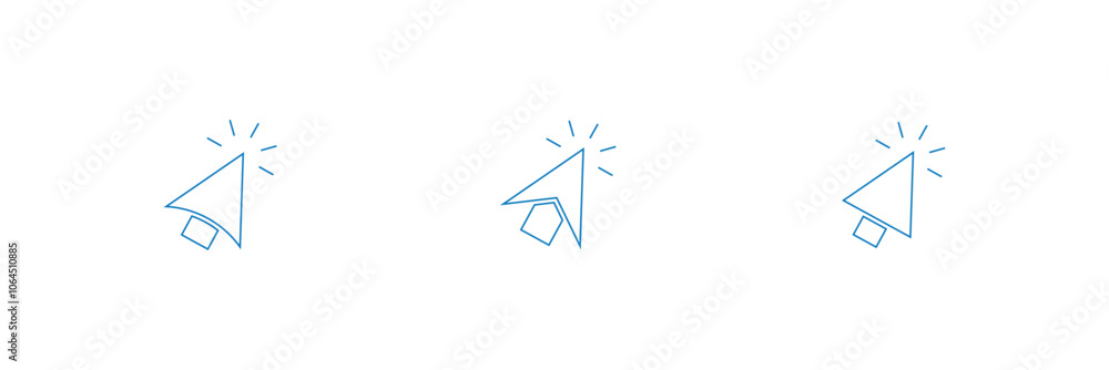Poster mouse cursor click editable stroke outline icon isolated on white background flat vector illustratio