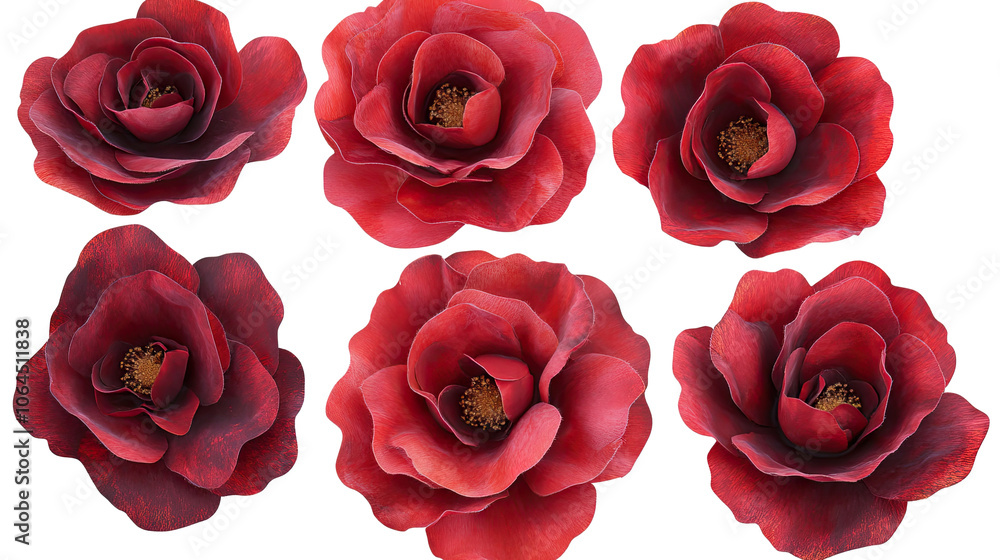 Poster beautiful red roses arranged in a decorative pattern generative ai