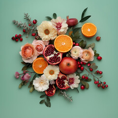 Refreshing floral bouquet with orange and pomegranate