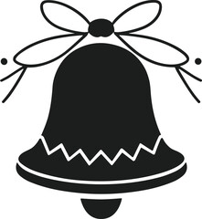 Christmas Bell with Bow Silhouette - Festive Holiday Vector Illustration