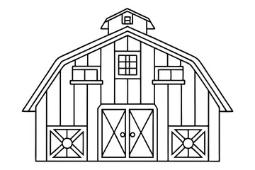 Farm building line art vector illustration 