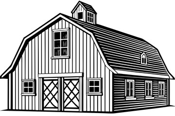Farm building silhouette vector illustration 