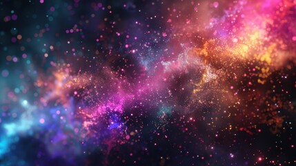 Fototapeta premium Colorful Glowing Particles on a Dark Background