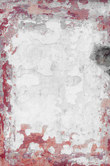 Vintage frame on the plaster wall. Scary background on damaged grungy and broken concrete wall with copy space. High quality picture.