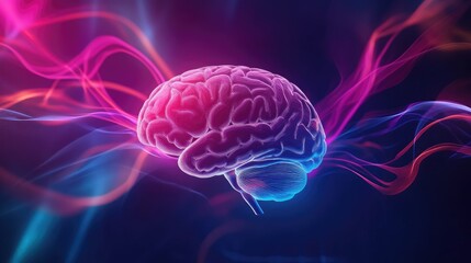 Colorful Waves Surrounding a Brain Illustration