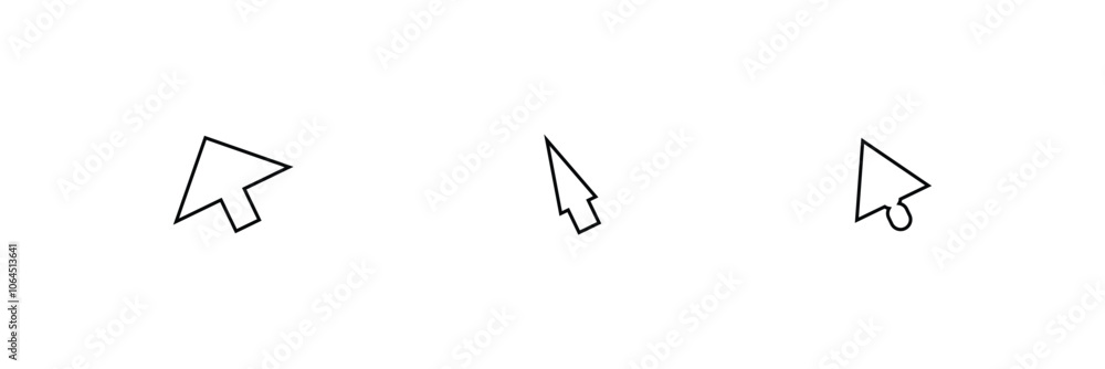 Poster mouse cursor click editable stroke outline icon isolated on white background flat vector illustratio