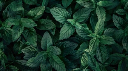 Green Mint Leaves: A Lush and Textured Background