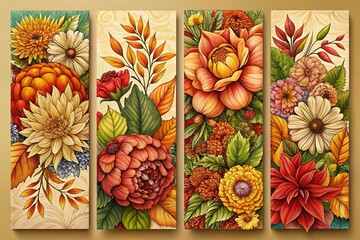 Retro Autumn Floral Covers - High Depth of Field