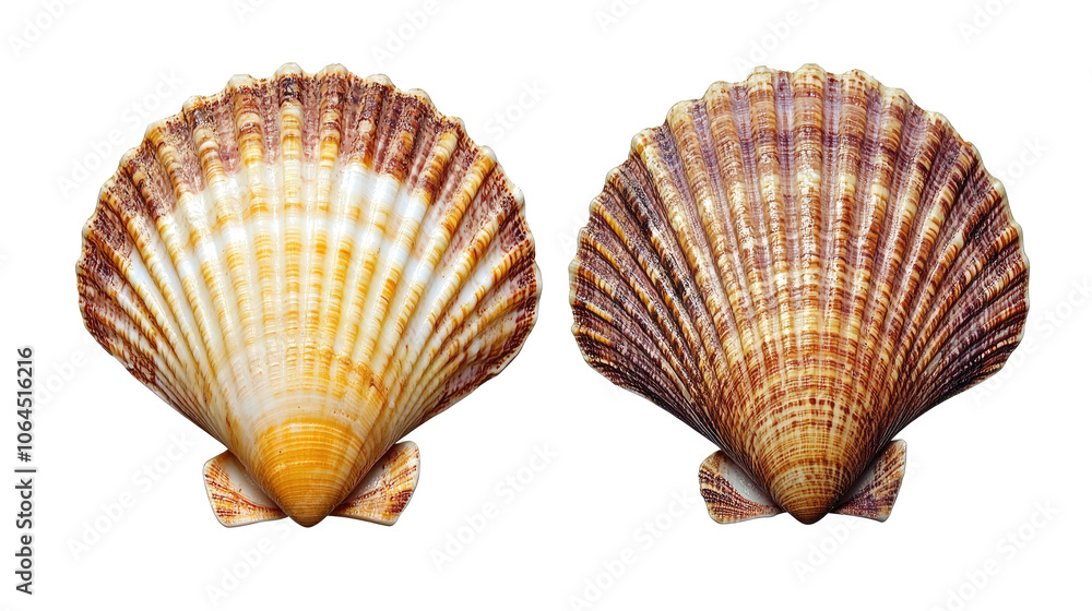 Poster beautiful scallop shells showcasing intricate natural patterns generative ai