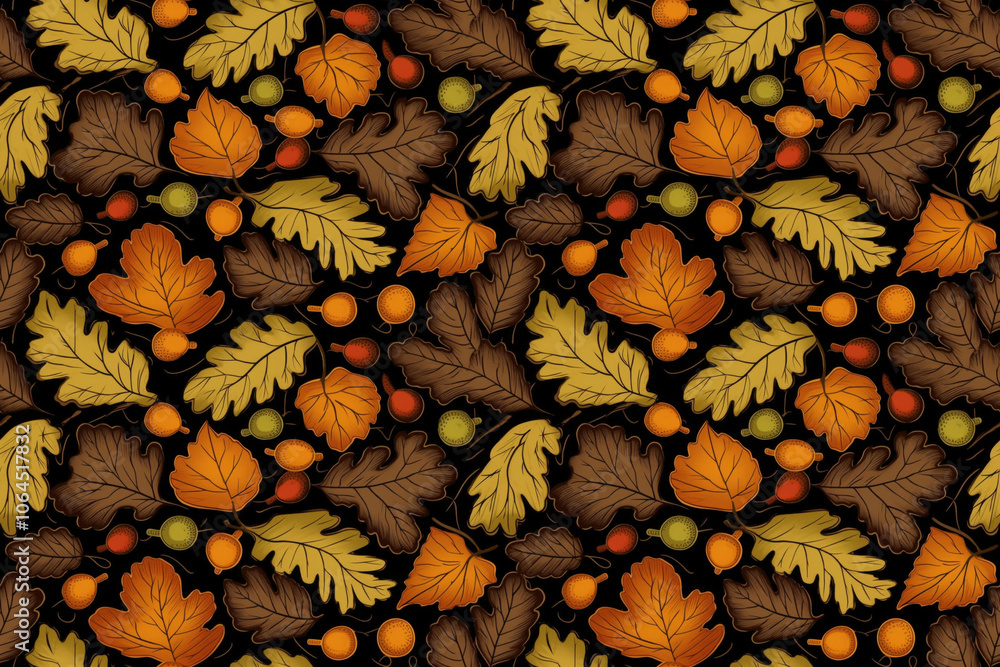 Poster seamless autumn pattern design - autumn background texture