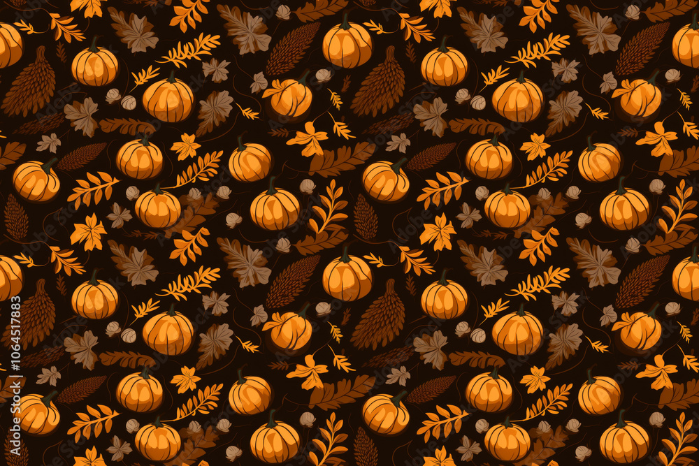 Poster seamless autumn pattern design - autumn background texture