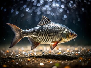 Southeast Asian night photography reveals the mesmerizing dance of tinfoil barb fish.