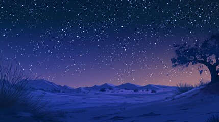 Starry Night Desert Landscape