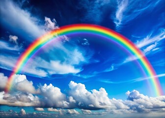 Stunning Rainbow Panoramic Blue Sky AI Photo, Colorful Sky, Breathtaking Landscape